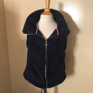 Tommy Hilfiger Navy Faux Fur Zipper Vest Sz S